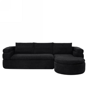 English Elm 106" L-shaped Sectional Sofa Modular Chaise Lounge Neutral Fabric Living Room Black N771P396321H_N771P396322H
