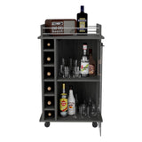 English Elm Bar Cart Baltimore, Six Wine Cubbies, Smokey Oak Finish