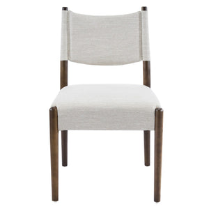 English Elm Mid-century Modern Linen Blend Dining Chairs Rubberwood Legs Sculptural Backrest Set of 2 Beige,Walnut N768P442401W