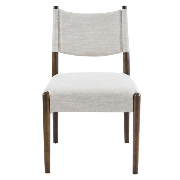 English Elm Mid-century Modern Linen Blend Dining Chairs Rubberwood Legs Sculptural Backrest Set of 2 Beige,Walnut N768P442401W