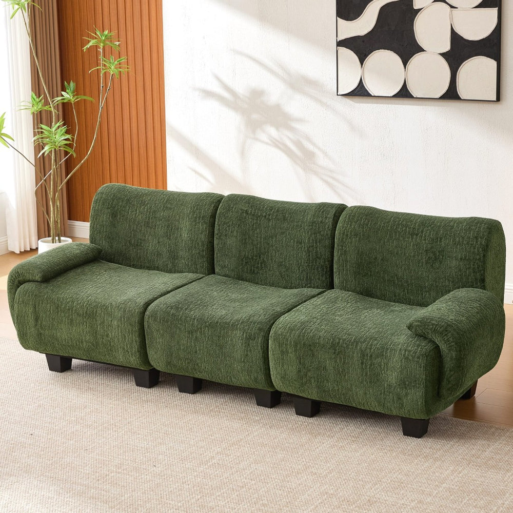 English Elm Oversized Chenille Chaise Lounge Deep Seat Sculptural Armrests Modern Living Room Retreat N763P326131F