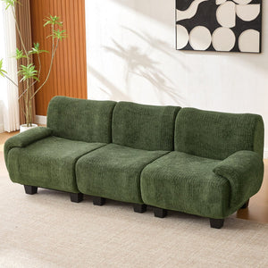 English Elm Oversized Chenille Chaise Lounge Deep Seat Sculptural Armrests Modern Living Room Retreat N763P326131F