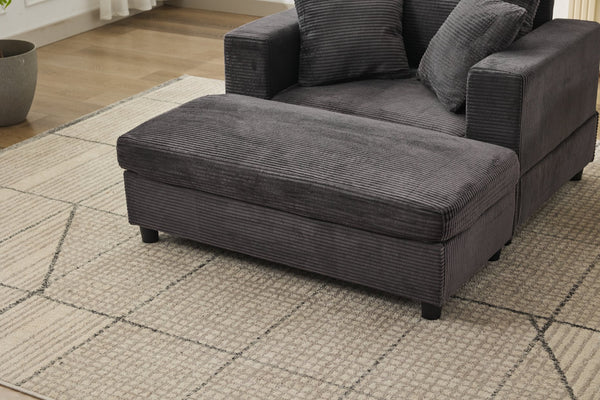 English Elm Chaise Lounge Chair With Removable Ottoman & Pillows - Modern, Pet-Friendly Accent Sofa Bed For Comfort W1170P353049