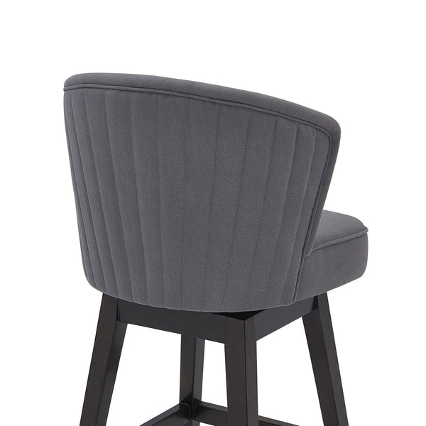 English Elm Jordane 30" Bar Height Swivel Stool in Gray Fabric with Espresso Wood, 360° Glide, Footrest Comfort B2736P268578