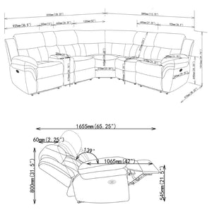 English Elm Divine Six Piece Modular Sectional with Power Recliners and Chenille Upholstery B062S01805