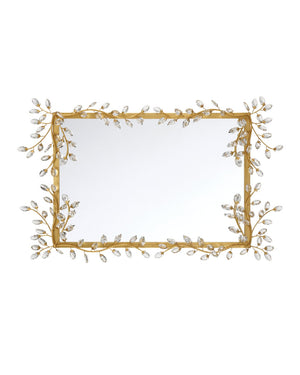 Currey & Company Forget-me-not Rectangular Mirror - Elegant Crystal-embellished Frame With Luxurious Beveled Edge Design Gold Crystal ,Metal ,Glass 1000-0161-currey-company