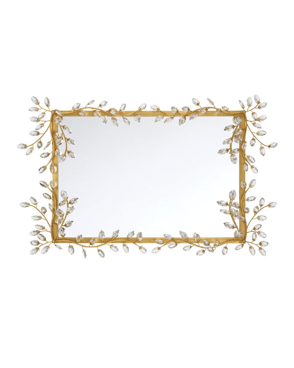 Currey & Company Forget-me-not Rectangular Mirror - Elegant Crystal-embellished Frame With Luxurious Beveled Edge Design Gold Crystal ,Metal ,Glass 1000-0161-currey-company