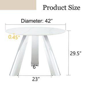 English Elm 42" Luxury Sintered Stone Table: Modern Minimalist Design With Durable Top, Steel Legs & Heat Resistance W1512S00128