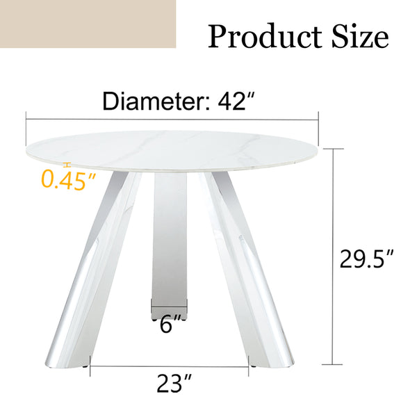 English Elm 42" Luxury Sintered Stone Table: Modern Minimalist Design With Durable Top, Steel Legs & Heat Resistance W1512S00128