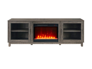 English Elm Sestriere 70 Inch Electric Fireplace Tv Stand with Walnut Finish and Cabinet Storage B2749P413269