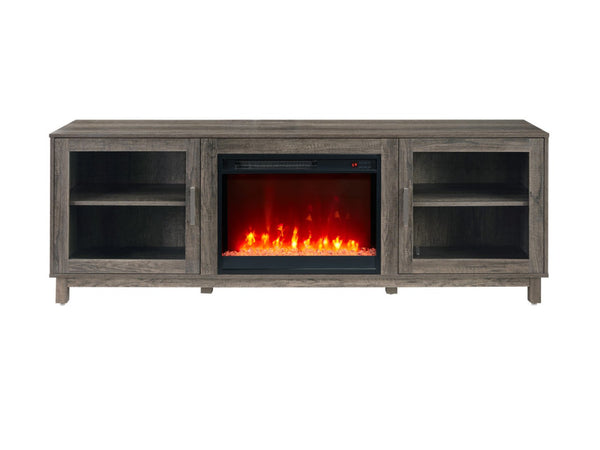 English Elm Sestriere 70 Inch Electric Fireplace Tv Stand with Walnut Finish and Cabinet Storage B2749P413269