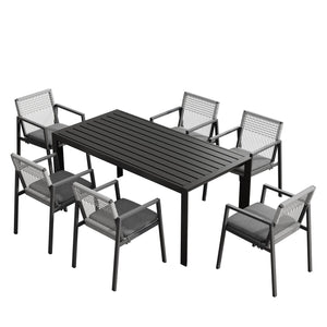 English Elm Christopher Knight Home® - Outdoor Dining Set: Modern Aluminum Chair And Table Set For 6 - Stylish, Durable & Easy To Maintain! N768P196697G_74381.00