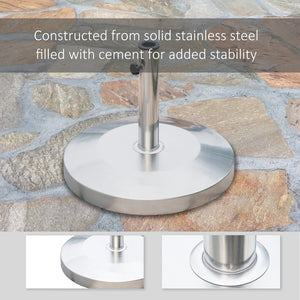English Elm Outsunny 55lb Cement Filled Stainless Steel Umbrella Base with Polished Round Design W2225P174195