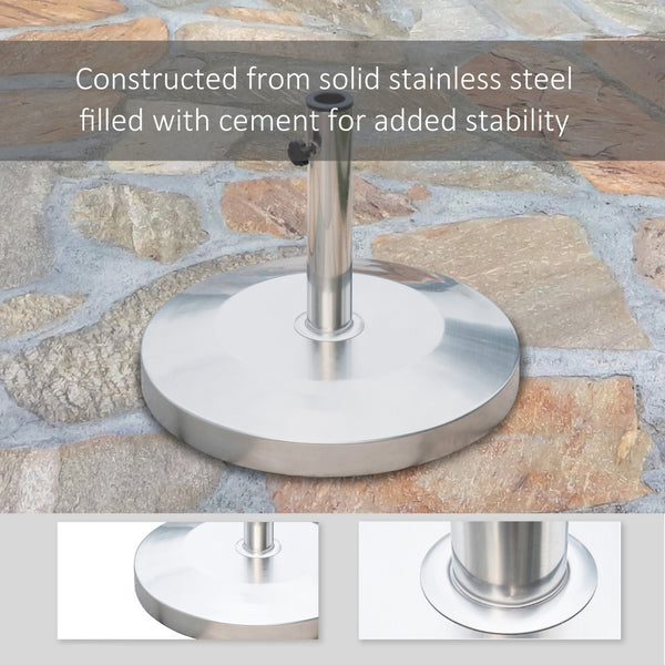 English Elm Outsunny 55lb Cement Filled Stainless Steel Umbrella Base with Polished Round Design W2225P174195