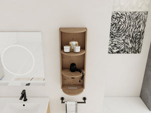 English Elm 12" Bathroom Wall-Mounted Storage Rack with Three-Tier Floating Shelves, Durable Scratch-Resistant Plywood Organizing Solution Imitative Oak W999P277163