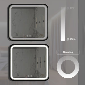 English Elm 32*32inch Black Aluminum LED Vanity Mirror - Dimmable Touch, CRI95, Anti-Fog, Wall Switch, IP54 W1992P210906