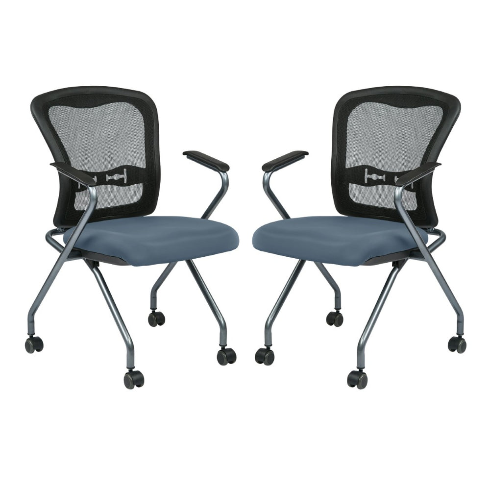OSP Home Furnishings Deluxe Pro-line Ii Folding Nesting Armchair with Mesh Back for Conference Spaces Dillon 84440-R105