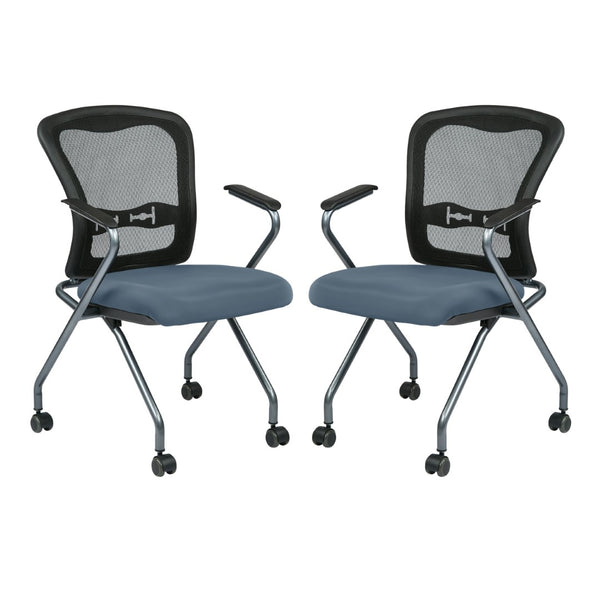 OSP Home Furnishings Deluxe Pro-line Ii Folding Nesting Armchair with Mesh Back for Conference Spaces Dillon 84440-R105