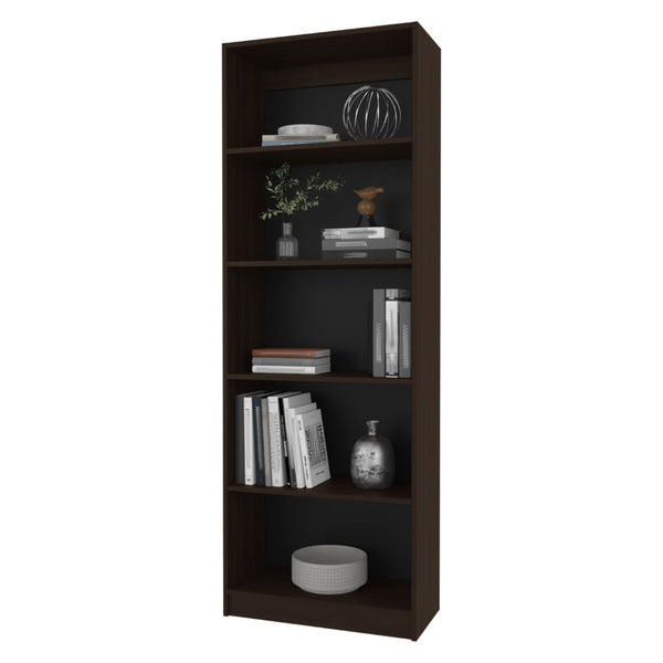 English Elm Stained Walnut Bookcase - Elegant 5-Shelf Open Storage Solution For Timeless Home Décor And Organization B062P323167-GIGA