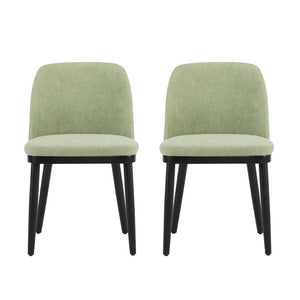 English Elm Dining Chair Set of 2 Mid-century Walnut Wood Frame Upholstered Seat and Back Mint N771P237031L