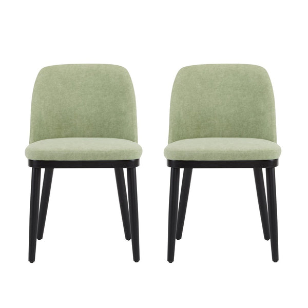 English Elm Dining Chair Set of 2 Mid-century Walnut Wood Frame Upholstered Seat and Back Mint N771P237031L