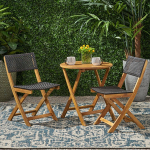 English Elm Hillside Acacia Wood Outdoor Bistro Set with Cane Seats Foldable Patio Dining 65090.00