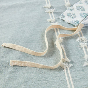 English Elm Full/Queen Kara Cotton Jacquard Duvet Cover Set – Aqua/Ivory Reversible Stripes & Diamond Print, OEKO-TEX Certified, 3-Piece Bedding B03596482