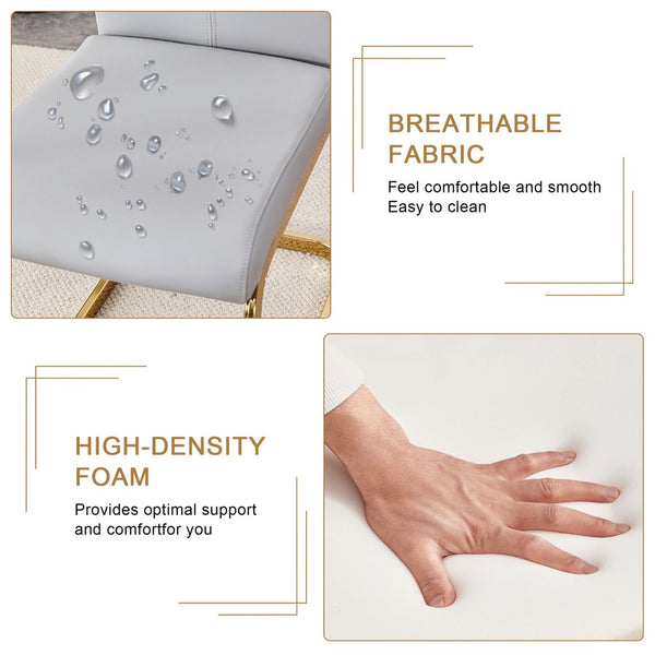 English Elm Table 9-Piece Luxurious Dining Set With Golden Legs, Stunning Pandora Glass Top & 8 Gray Pu Chairs W1151S03238-GIGA