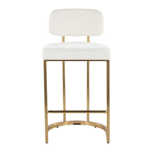 English Elm Fixed-height Barstools Powder Coated Steel Frame Brown Upholstered Seat Set of Two Cream B202P471212