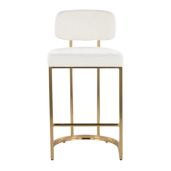 English Elm Fixed-height Barstools Powder Coated Steel Frame Brown Upholstered Seat Set of Two Cream B202P471212