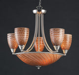 Arco Baleno 23'' Wide 8-Light Chandelier - Satin Nickel with Cocoa Glass 419-5+3C-SN Elk Lighting