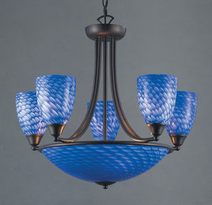 Arco Baleno 23'' Wide 8-Light Chandelier - Dark Rust with Sapphire Blue 419-5+3S-DR Elk Lighting