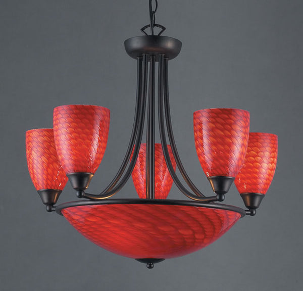 Arco Baleno 23'' Wide 8-Light Chandelier - Dark Rust with Scarlet Red 419-5+3SC-DR Elk Lighting