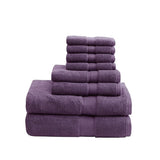 Madison Park Signature 800GSM Transitional 100% Cotton 8 Piece Antimicrobial Towel Set MPS73-200 Purple