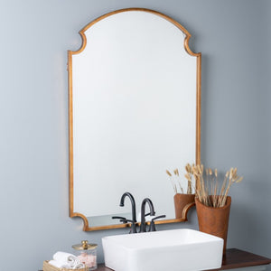 Cooper Classics Saxton Bronze Leaf Metal Wall Mirror Antique Gilded Rectangular Frame for Entryway 41924