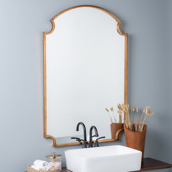 Cooper Classics Saxton Bronze Leaf Metal Wall Mirror Antique Gilded Rectangular Frame for Entryway 41924