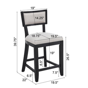 English Elm Christopher Knight Home® - 26.5" Counter Stools Set of 2 Upholstered Farmhouse Bar Stools with Curved Back, Footrest, Solid Wood Frame Beige+Black 72643.00BGECHOC