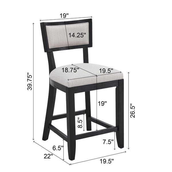 English Elm Christopher Knight Home® - 26.5" Counter Stools Set of 2 Upholstered Farmhouse Bar Stools with Curved Back, Footrest, Solid Wood Frame Beige+Black 72643.00BGECHOC