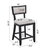 Christopher Knight Home® - Noble House - - 26.5" Counter Stools Set Of 2, Upholstered Counter Height Bar Stools With Comfy Back, Solid Rubber Wood Frame, Backrest, Footrest, Armless Barstools For Home Bar, Kitchen Counter, Beige & Black