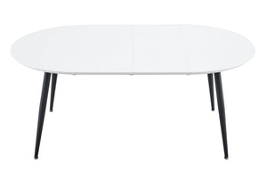 English Elm Using Telescopic Extension Round Mdf Dining Table with Matte Black Metal Legs Modern W2920P410656