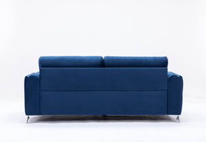 English Elm Wenona Blue Velvet Sofa – Luxurious Modern Design With Textured Armrests & Chrome Accents For Comfort B2726S00009-GIGA