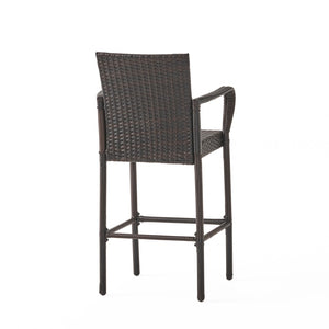 English Elm Littleton Outdoor Woven Faux Rattan Barstools Set of Two for Patio Pool Deck N758P391492D