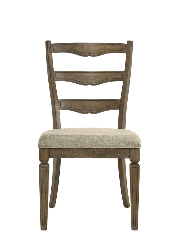 English Elm Parfield Light Brown Fabric Side Chair Set of 2 - 2" Foam Cushions, Solid Wood Frame, Antique Fluted Design B2726P264648