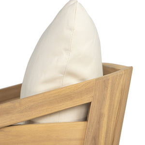 English Elm Christopher Knight Home® - Royal Wood Club Chair – Elegant Acacia Design With Plush Cushion, Weather-Resistant Upholstery & Support N773P218354B