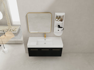English Elm 48 Inch Wall-Mounted Bathroom Vanity Set With Resin Sink & Ample Storage Rack For Modern Spaces W999S00370
