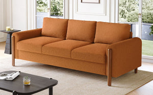 English Elm Christopher Knight Home® - 83.86" 3-Seater Sofa in Teddy Velvet with Curved Armrests & Solid Wood Legs, Plush Durable Comfort Orange N765P331021Y
