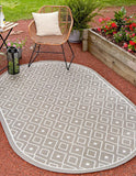 Unique Loom Outdoor Trellis Kafes Machine Made Geometric Rug Gray, Ivory 7' 10" x 10' 0"