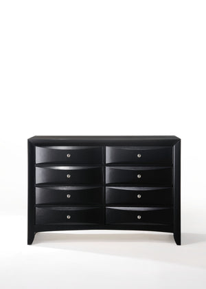 English Elm Ireland Eight-Drawer Dresser with Okume Veneer Top, Brushed Nickel Knobs and Durable Wood Frame Black 61 L x 19 W x 45 H B2726P256706