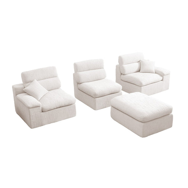 English Elm Corner Chenille Sectional Sleeper Sofa with High Back Support for Apartment Living Beige W5532S00036