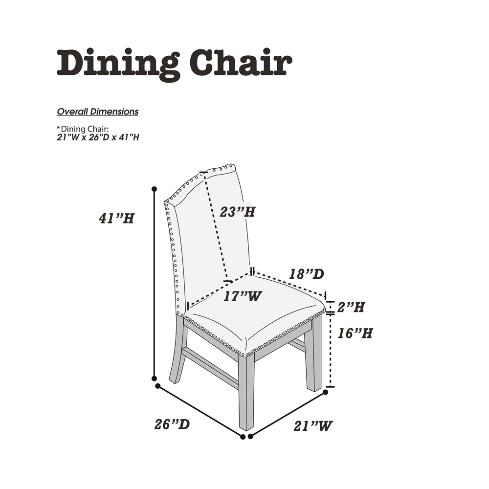 English Elm Traditional High-Back Dining Chairs with Bronze Nailhead Trim, Upholstered Comfort and Solid Wood Legs Beige 22 L x 24 W x 43 H B011P203555